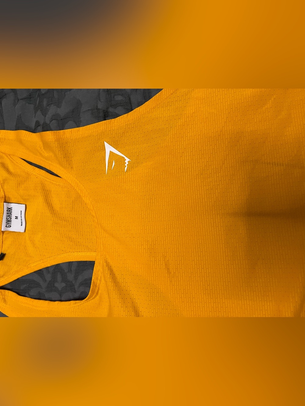 Gymshark Men’s Gold Performance Tank Top with White Logo